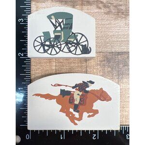 Cats Meow Vintage Wooden Plaques With Horse-Drawn Carriage & Rider Designs